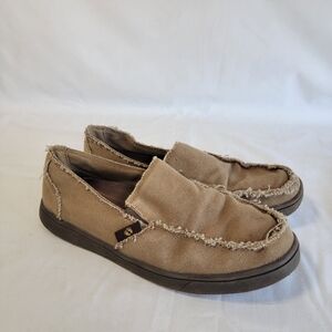 Hang Ten Tan Canvas Slip On Shoes Loafers Mens 7.5